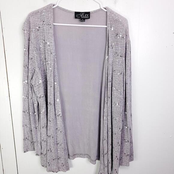Alex Evenings Jacket Womens XL Mesh Sequin Overlay Lighter Formal Cardigan - Picture 1 of 9